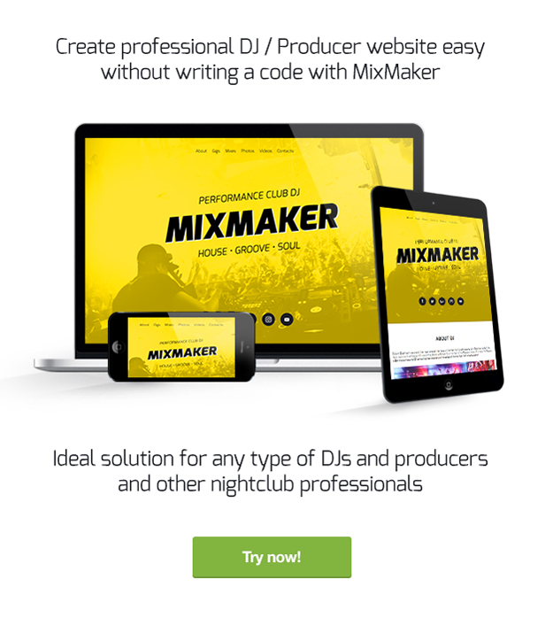 MixMaker - DJ / Producer / Music Band Website Responsive Muse Template - 1