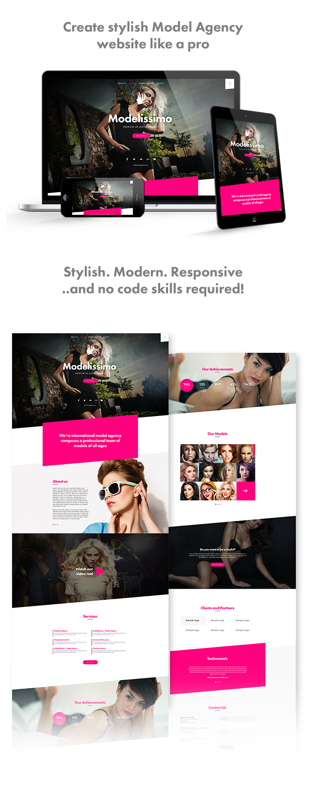 Modelissimo - Model Agency / Fashion Portfolio Onepage Muse Template - 1