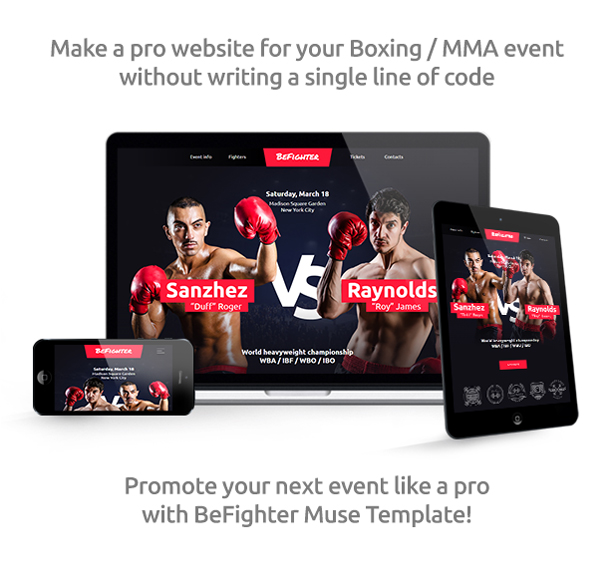 BeFighter - Boxing Event / Mixed Martial Arts / Fight Club Responsive Muse Template - 1