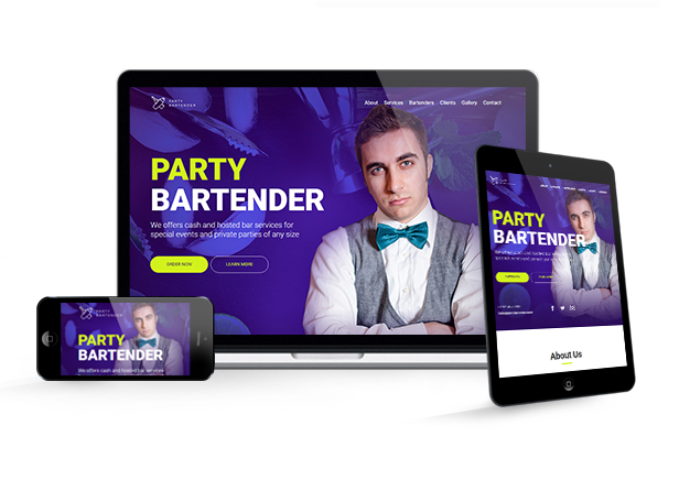 Party Bartender - Bartending Services / Catering / Rent A Bar Responsive Muse Template - 1