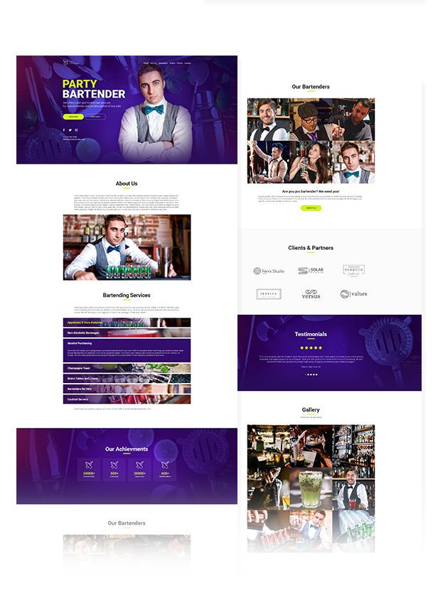 Party Bartender - Bartending Services / Catering / Rent A Bar Responsive Muse Template - 2