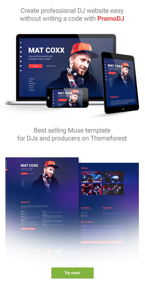 PromoDJ - DJ / Producer / Musician Website Responsive Muse Template - 1